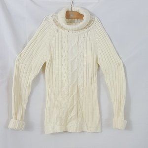 White Turtleneck Cowl Sweater